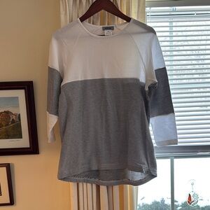 White and Black Striped Long Sleeve Tunic Shirt, size XS